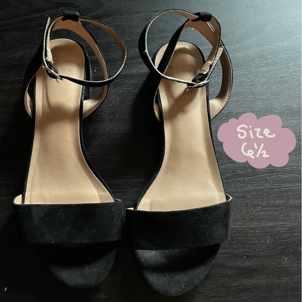 A New Day Black Sandals with Ankle Strap